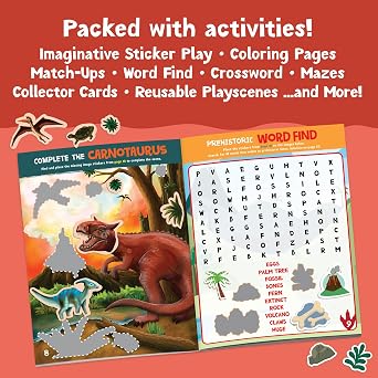 Mindware Peaceable Kingdom Dinosaur Sticker Activity Book