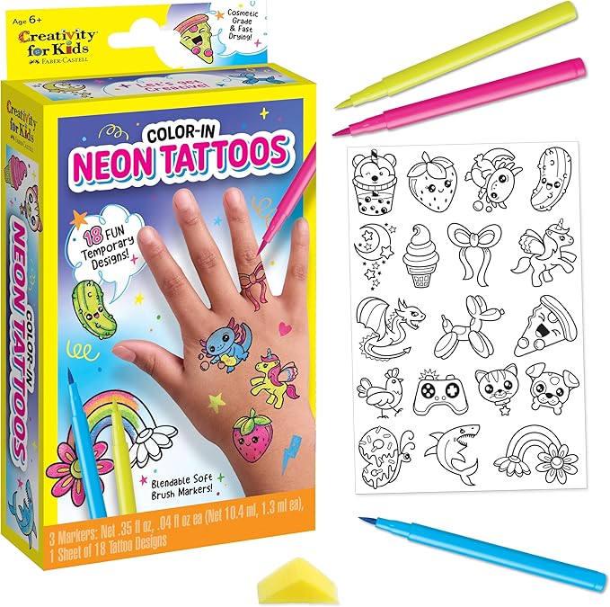 Creativity for Kids Color-In Neon Tattoos Mini Kit