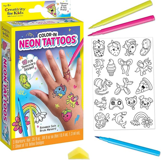 Creativity for Kids Color-In Neon Tattoos Mini Kit