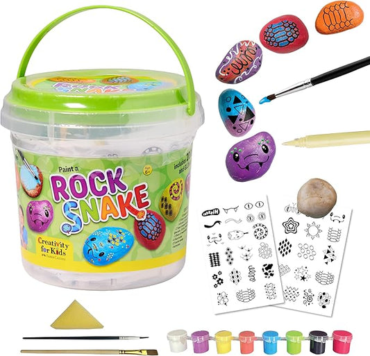 Creativity for Kids Rock Snake Bucket Kit 20 Smooth Stones