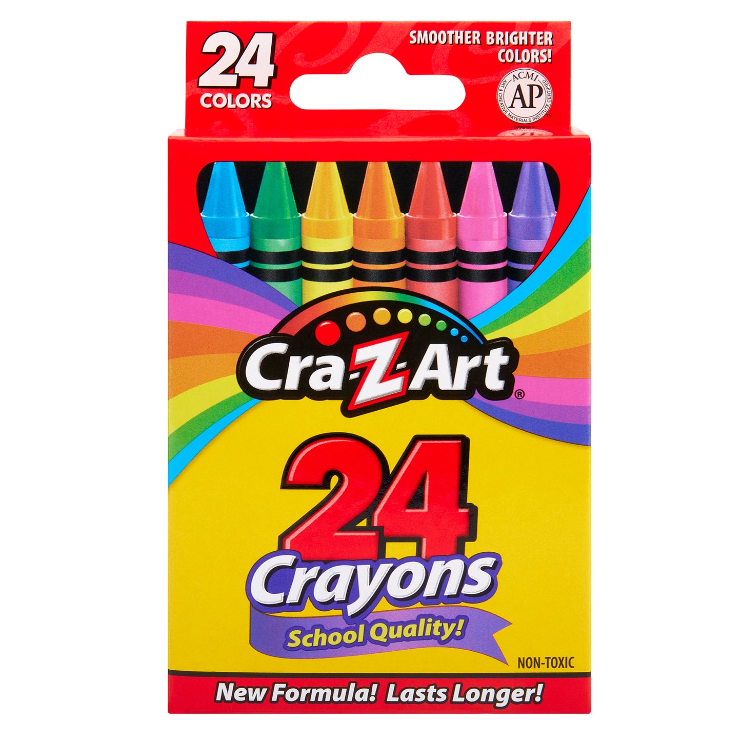 Cra-Z-Art Crayons, 24 Count, Assorted Colors, School Quality, Non-Toxic
