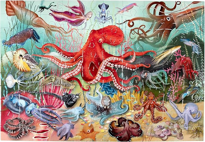 eeBoo PZH143 Love of Octopuses & Friends 100 Piece Puzzle