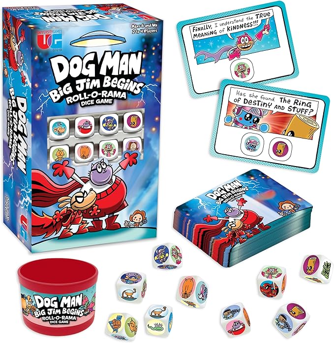 University Games Dog Man Big Jim Begins Roll-o-Rama Dice Game