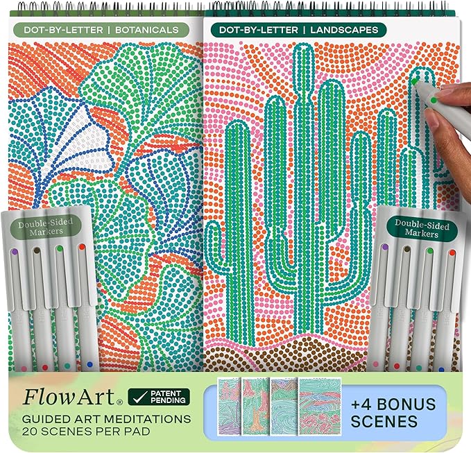 Lifelines FlowArt 165005 Activity Pad Dot-by-Letter Botanicals & Landscapes