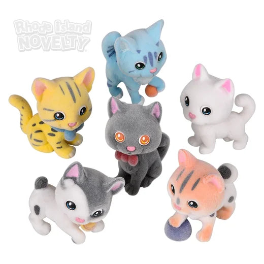 Toy Network 1.5" Flocked Micro Cat (Random Color Assortment 1pc)