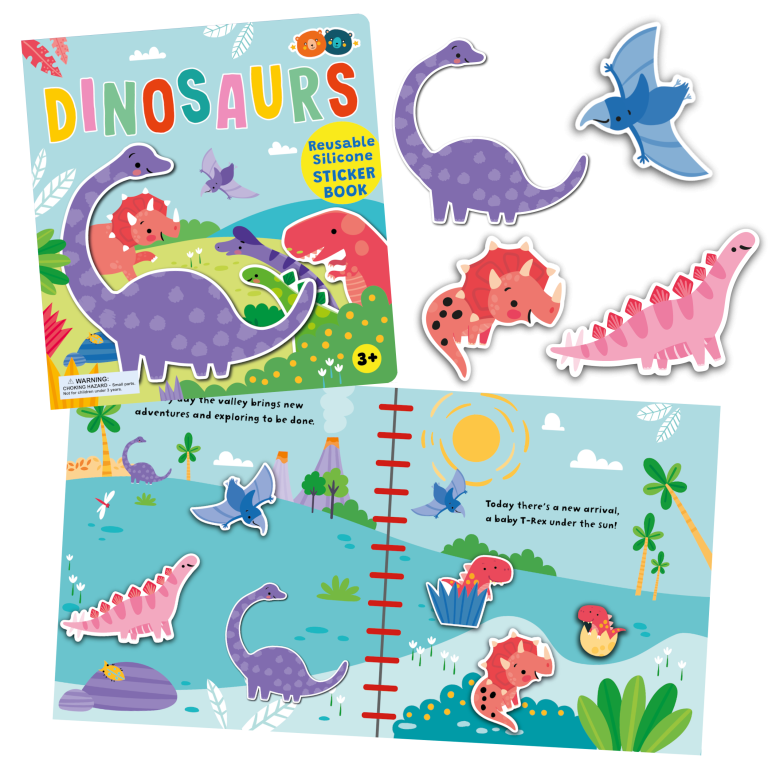 Buddy & Barney Silicone Sticker Book – Dinosaurs
