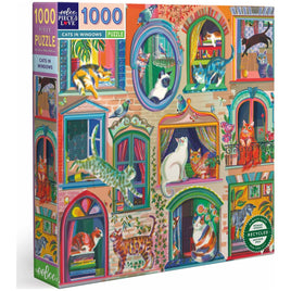 Cats in Windows 1000 Piece Puzzle | eeboo |  pztciw