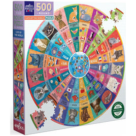 Cats of the World 500 Piece Round Puzzle | Eeboo | pzfcwr