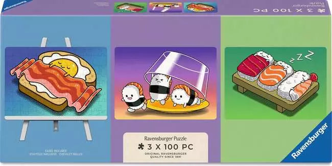 Ravensburger Kawaii Breakfast, Lunch & Dinner 3x 100 Piece Mini Jigsaw Puzzles