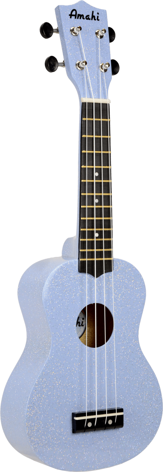 Amahi Moonbeam Blue Glitter Ukulele, Soprano (Gloss Finish)