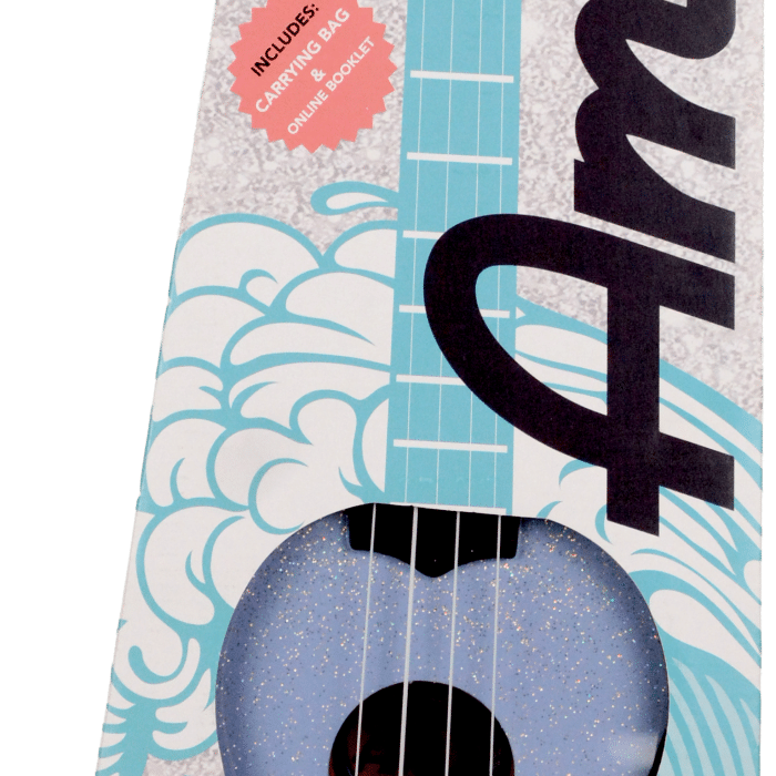 Amahi Moonbeam Blue Glitter Ukulele, Soprano (Gloss Finish)
