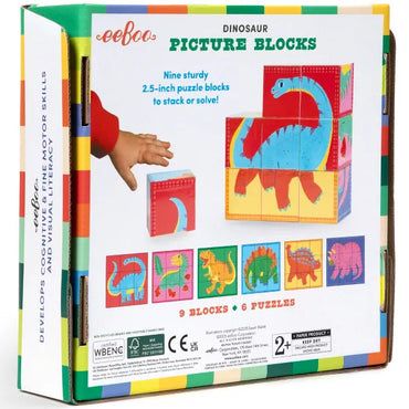 eeBoo BLP944 Dinosaur Picture Blocks 9 Piece Puzzle Block Set