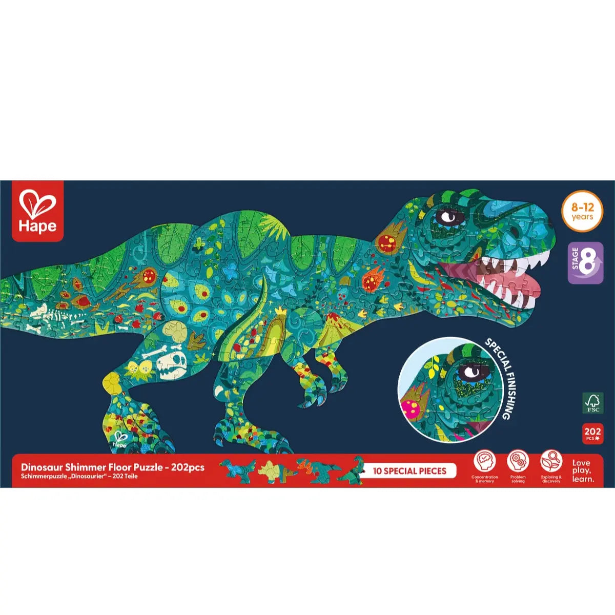 Hape Dinosaur Shimmer Floor Puzzle - 202pcs