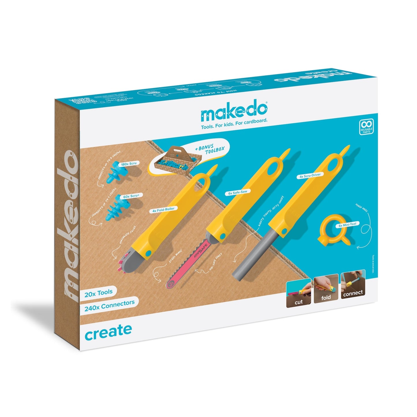 Makedo Cardboard Construction Create Kit 260PC