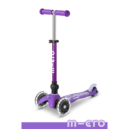 Micro Kickboard Mini Foldable LED Scooter - Purple