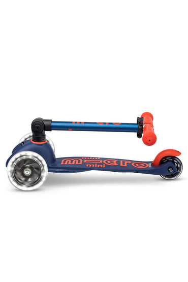Micro Kickboard Mini Foldable LED Scooter - Navy Blue
