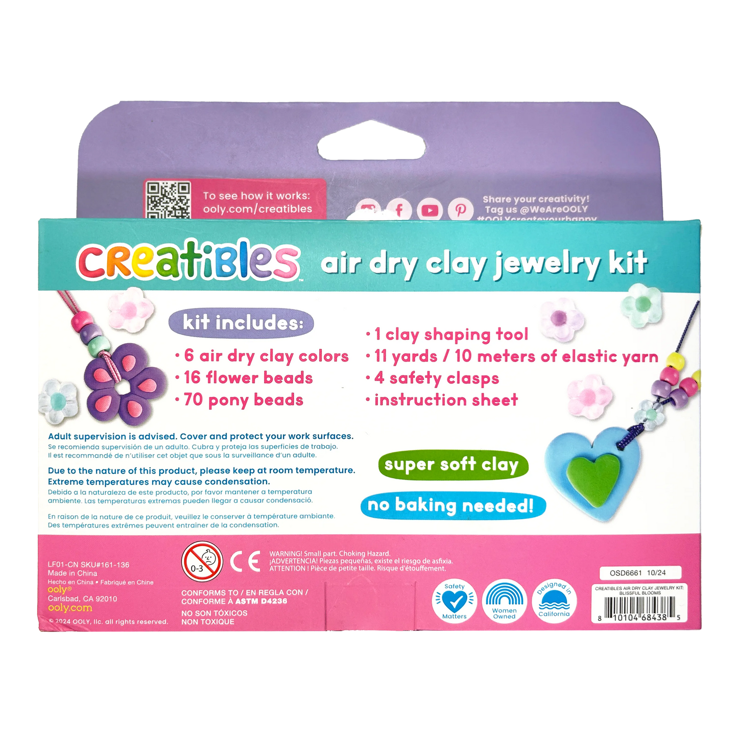 Ooly Creatibles 161-136 Air Dry Clay Jewelry Kit