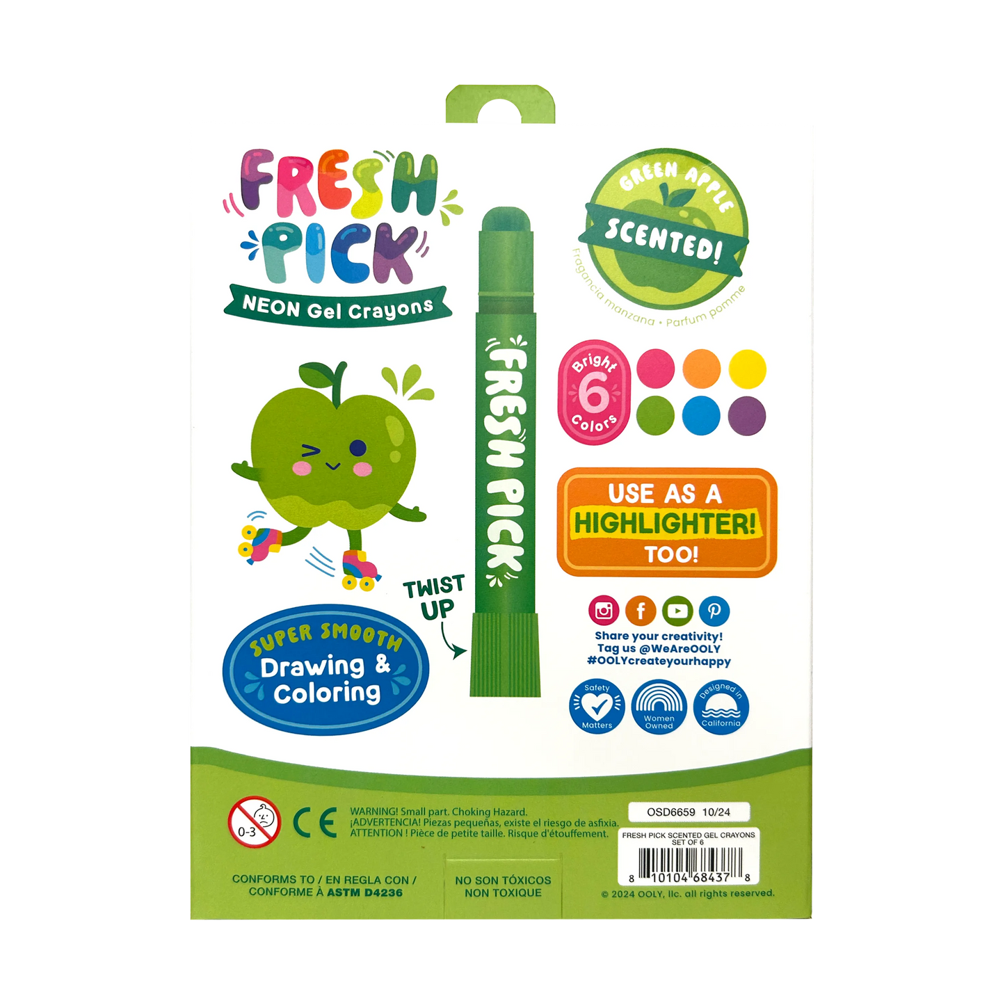 Ooly Fresh Pick 133-123 Apple Scented Gel Crayons