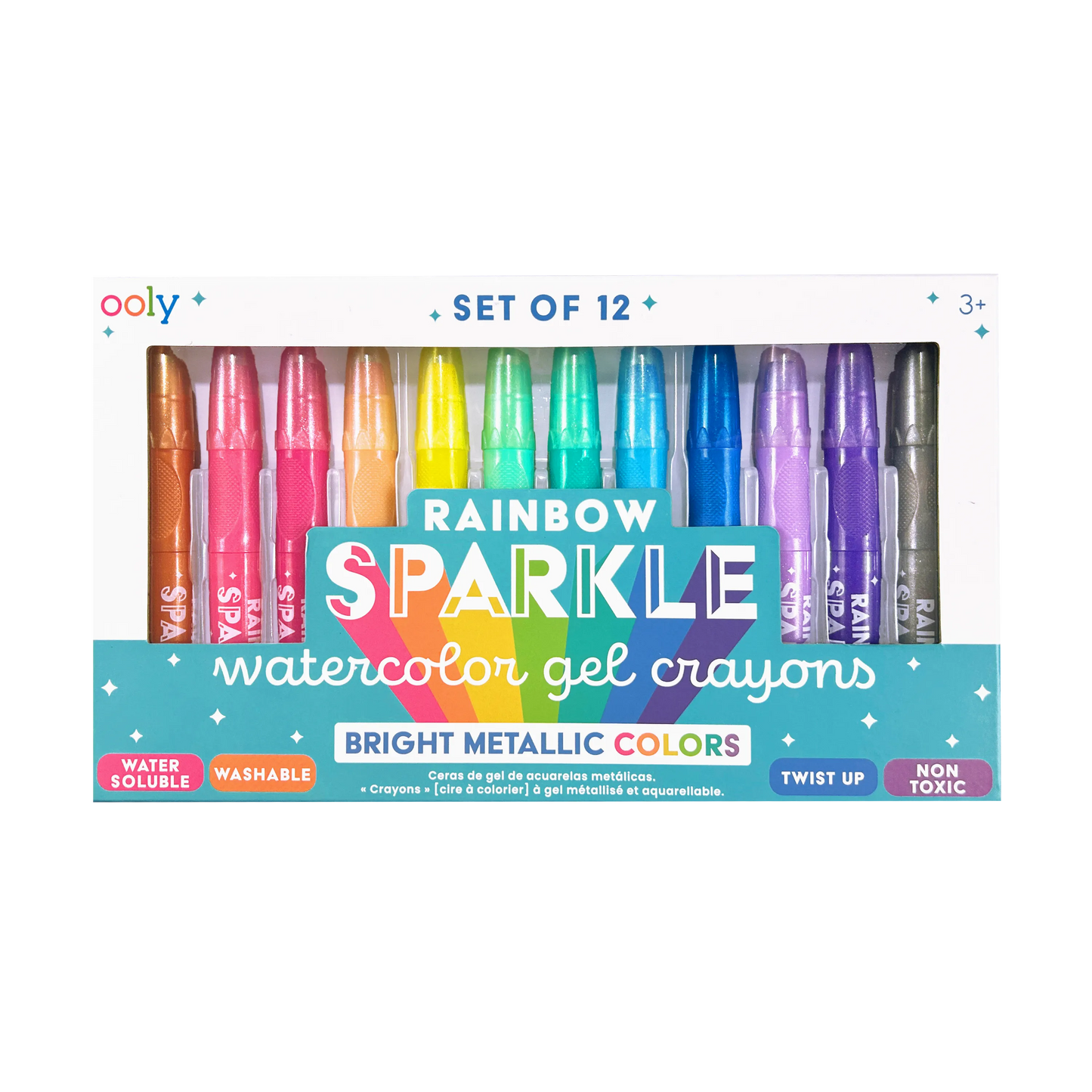 Ooly 133-119 Rainbow Sparkle Metallic Watercolor Gel Crayons