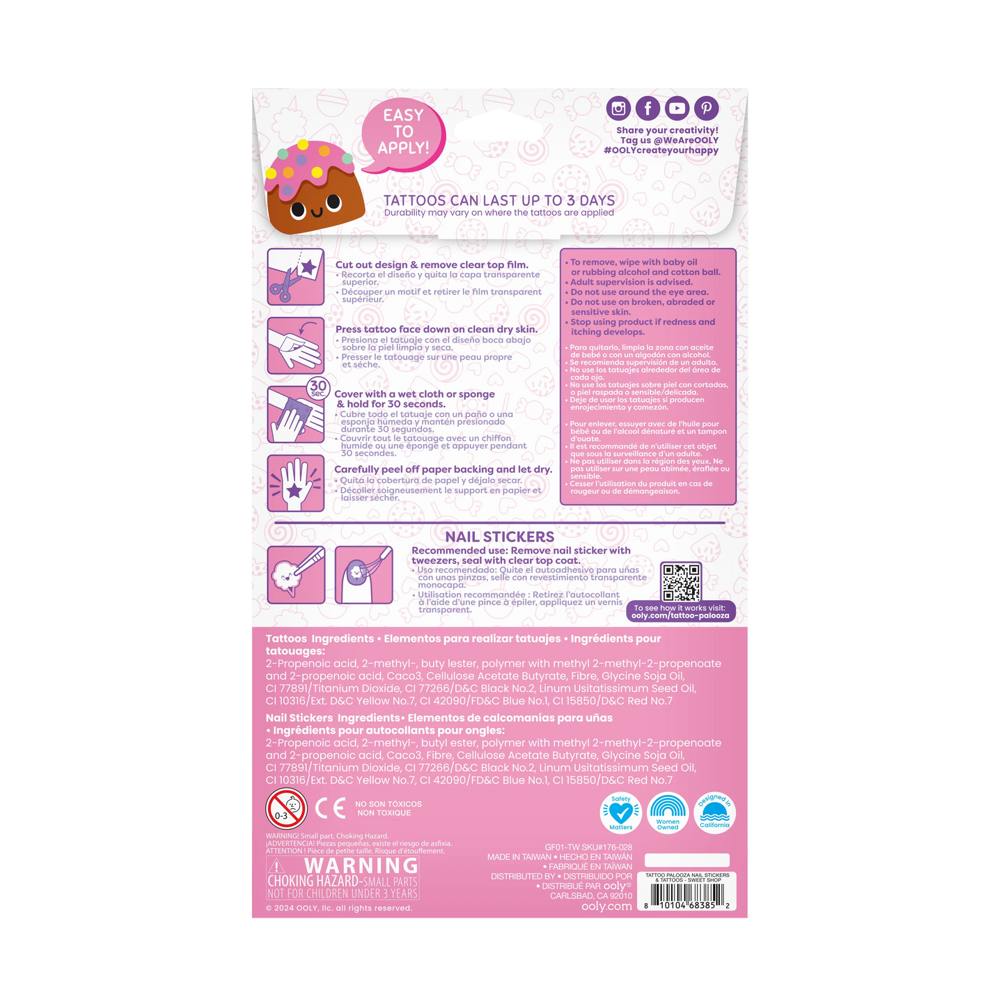 Ooly Tattoo-Palooza 176-028 Temporary Tattoos & Nail Stickers - Sweet Shop