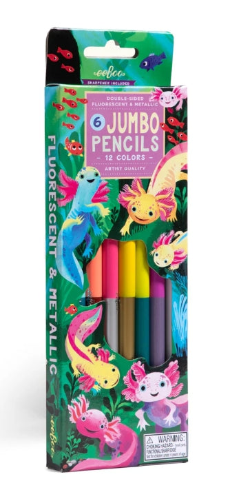 Eeboo Axolotl 6 Jumbo Double-Sided Pencils