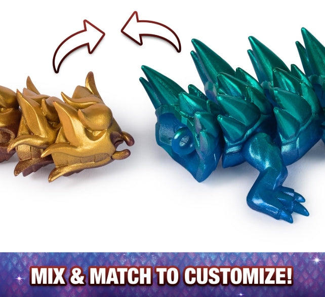 Spin Master CrystaLynx Dragons, 12.5-inch Collectible Articulated Dragon Toy Figure & Blind Box Display Egg (Random Color Assortment 1pc)