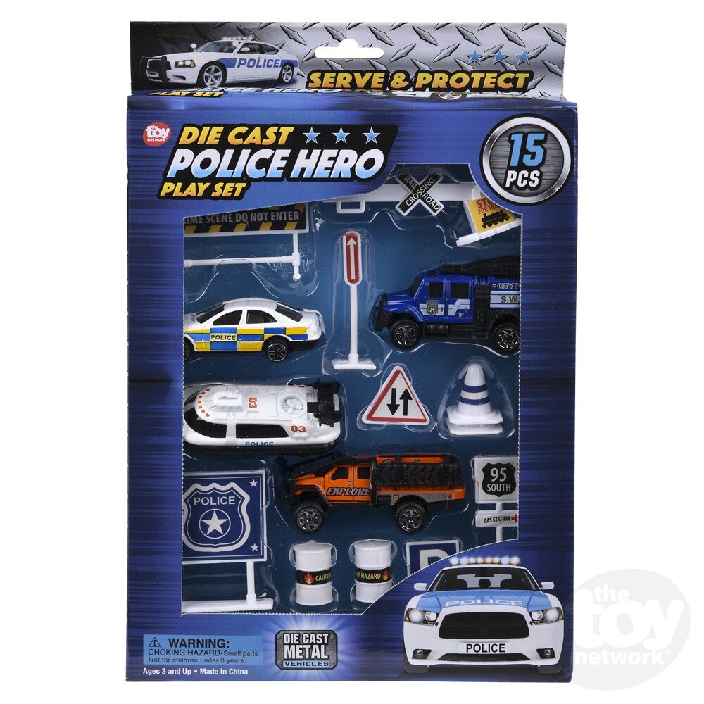 Toy Network 15pc Die-cast Police Play Set (Random Color Assortment 1 Box)