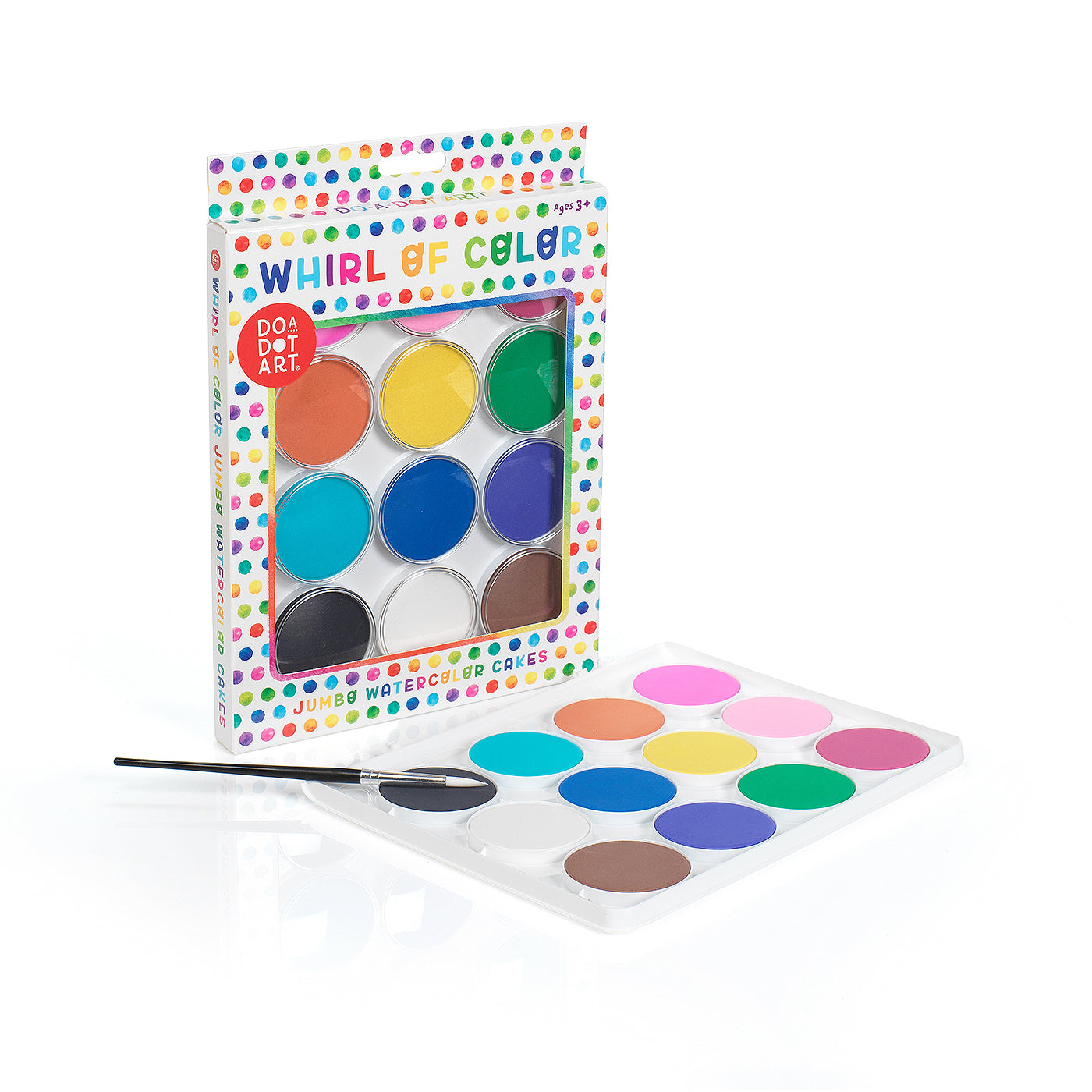 Do A Dot Art Whirl of Color Jumbo Watercolor Cakes Paint Set – 12 Colors