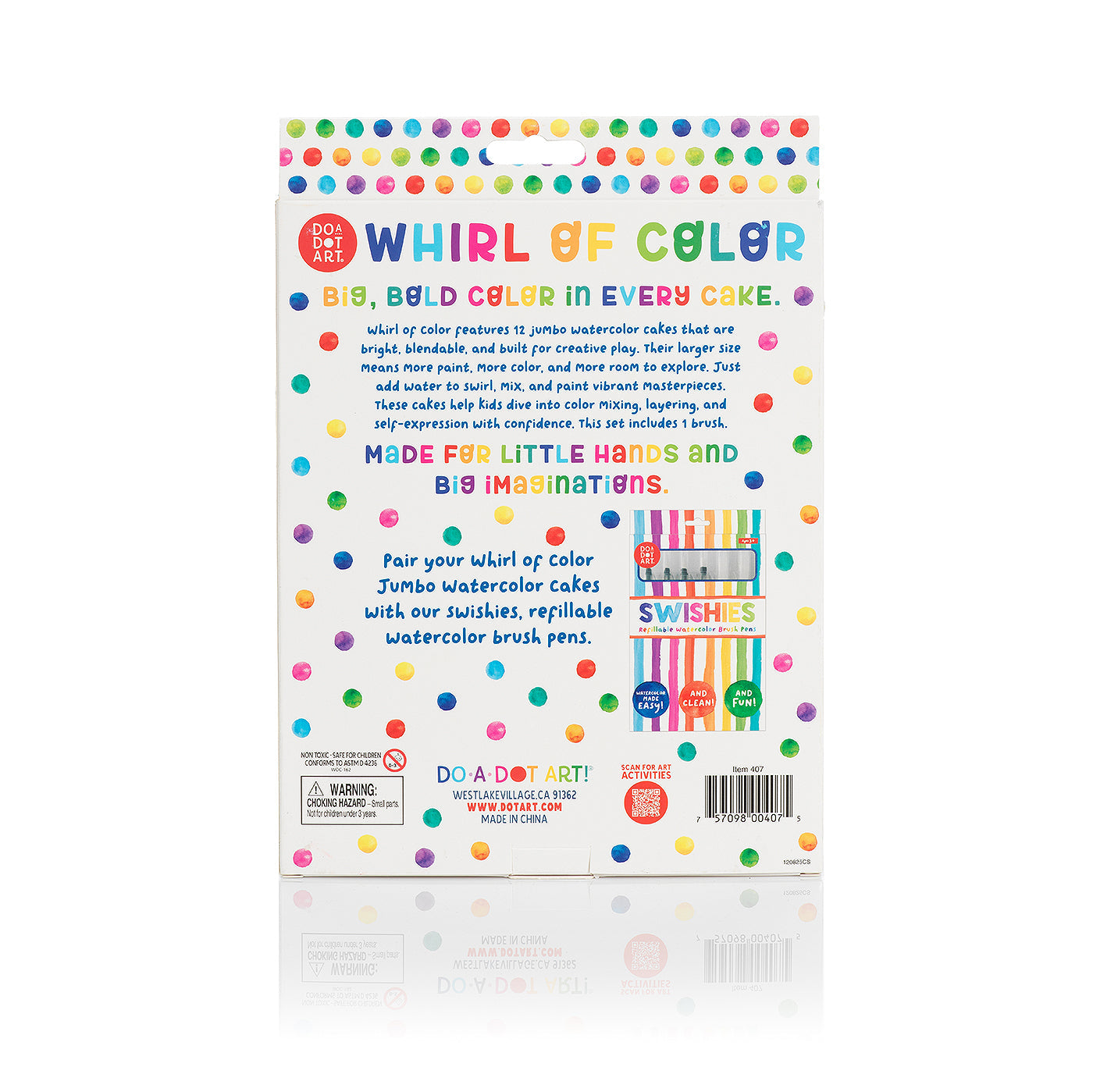 Do A Dot Art Whirl of Color Jumbo Watercolor Cakes Paint Set – 12 Colors