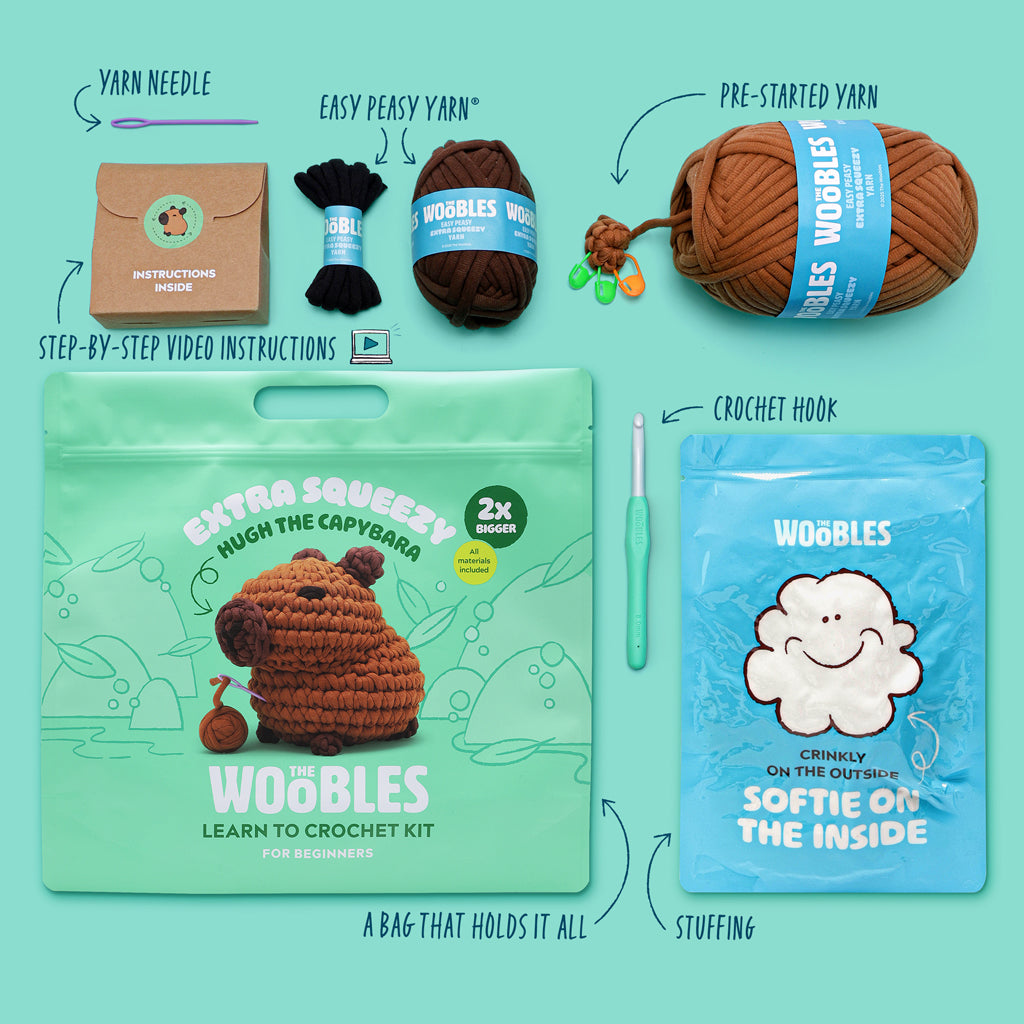 Woobles Hugh the Capybara Extra Squeezy Crochet Kit