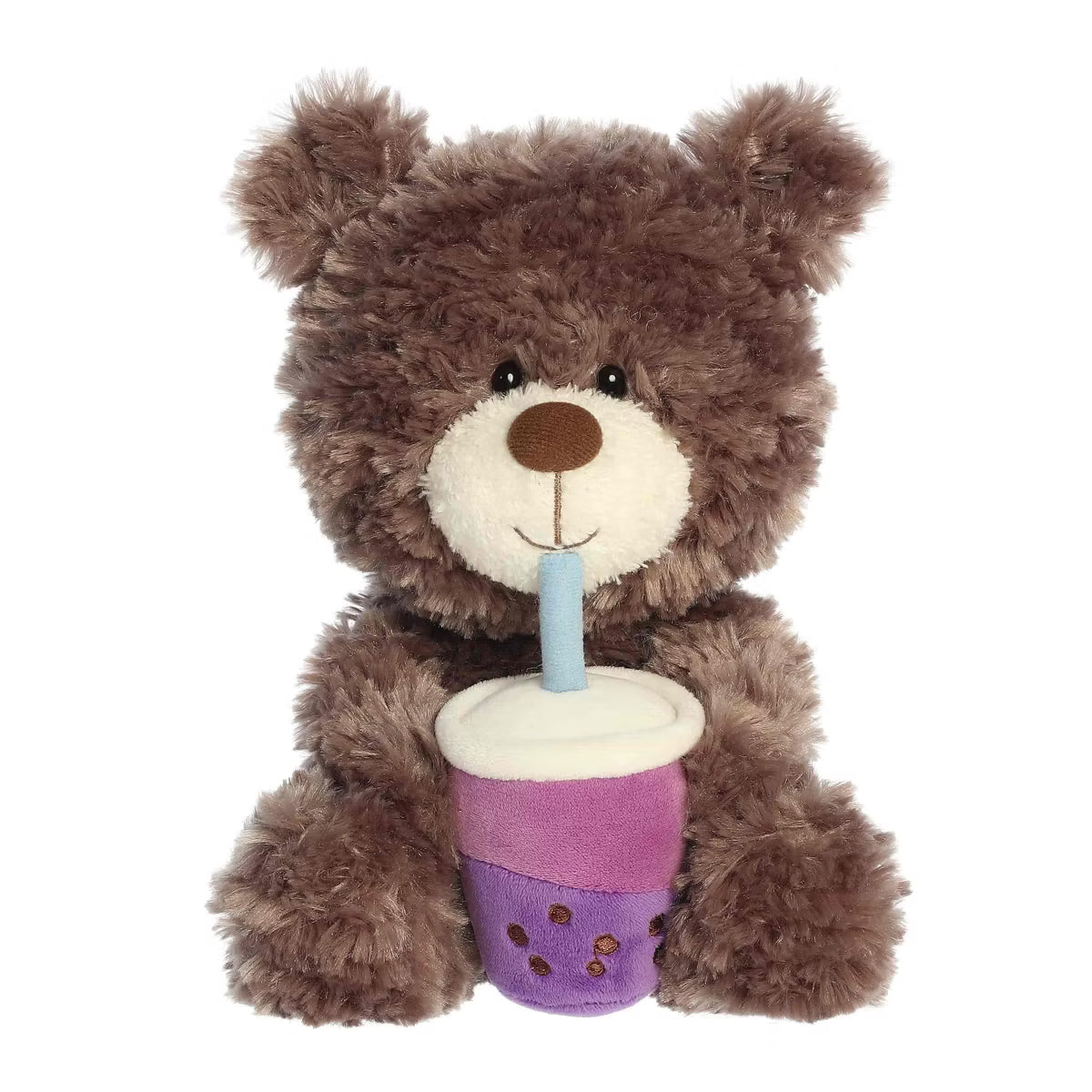 Aurora Plush 10" Teddy Bear Holding Taro Boba Tea