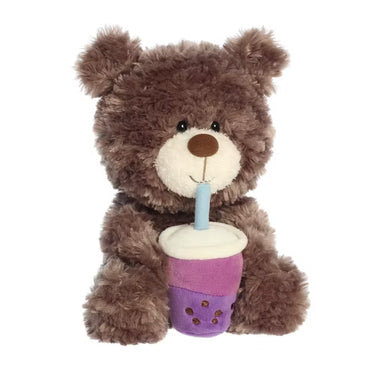 Aurora Plush 10" Teddy Bear Holding Taro Boba Tea