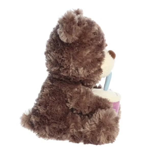 Aurora Plush 10" Teddy Bear Holding Taro Boba Tea