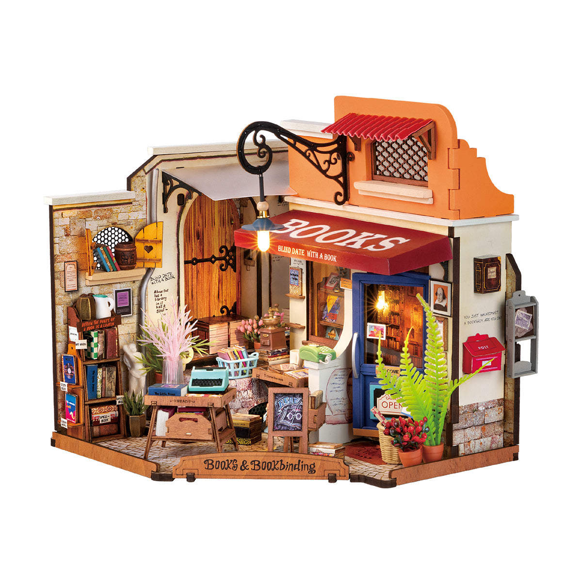 Robotime Rolife Corner Bookstore DIY Miniature House