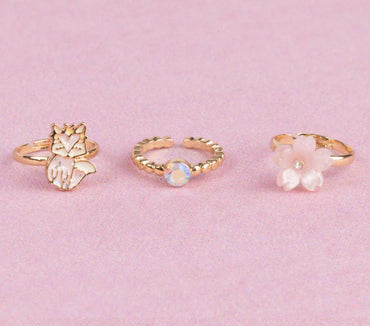 Boutique Foxy Floral Rings, 3pcs