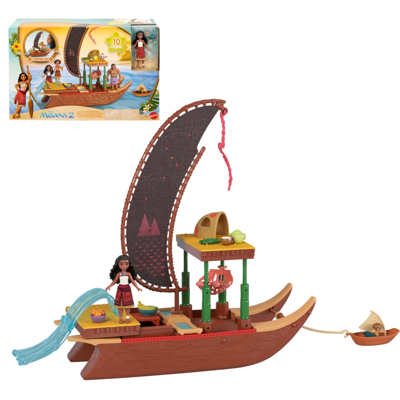 Mattel Disney Moana 2 Toys, Moana's Adventure Canoe Playset
