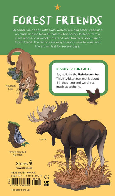 Wild, Wonderful Tattoo Woodland Animals: 60 Temporary Tattoos That Teach