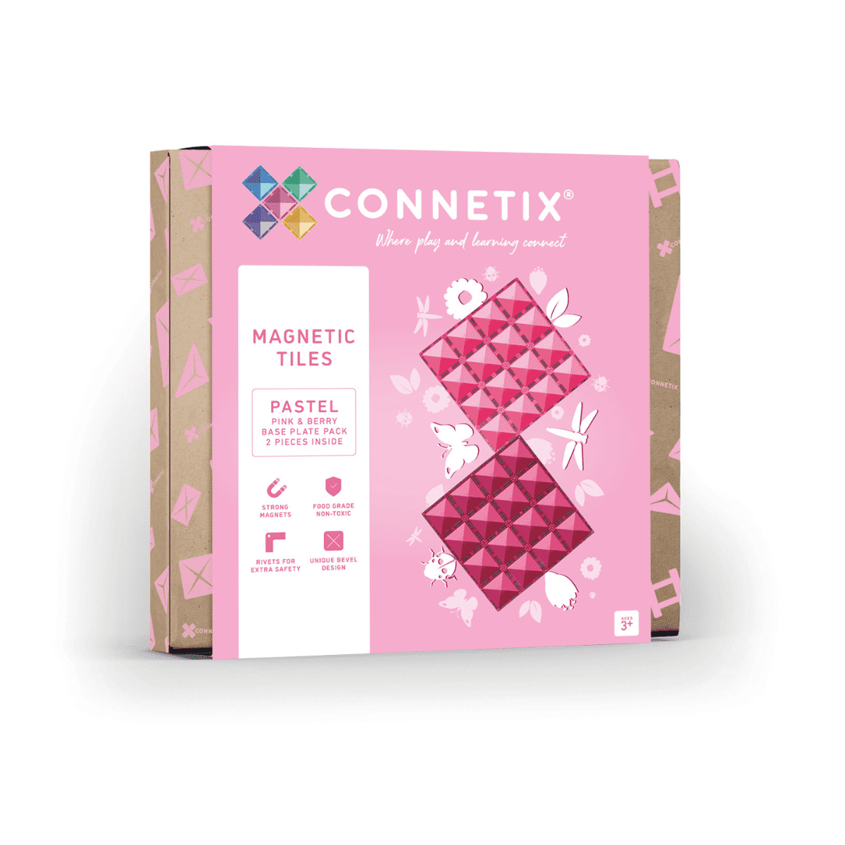 Connetix Base Plate Pink And Berry 2pc