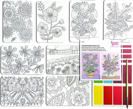 Scenic Hues D.I.Y. Watercolor Art Kit - Flowers & Gardens (17 PC Set)