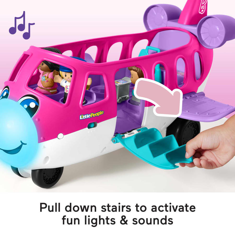 Fisher Price Little People Barbie Toy Airplane With Lights Music And 3 Figures
