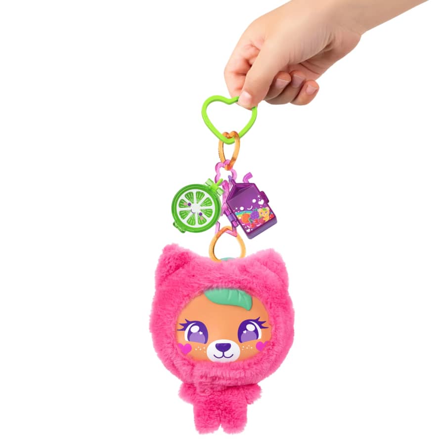 Mattel Polly Pocket Plushie Bear Compact, Doll & Keychain Playset With Pets, Fruit Themed Accessories