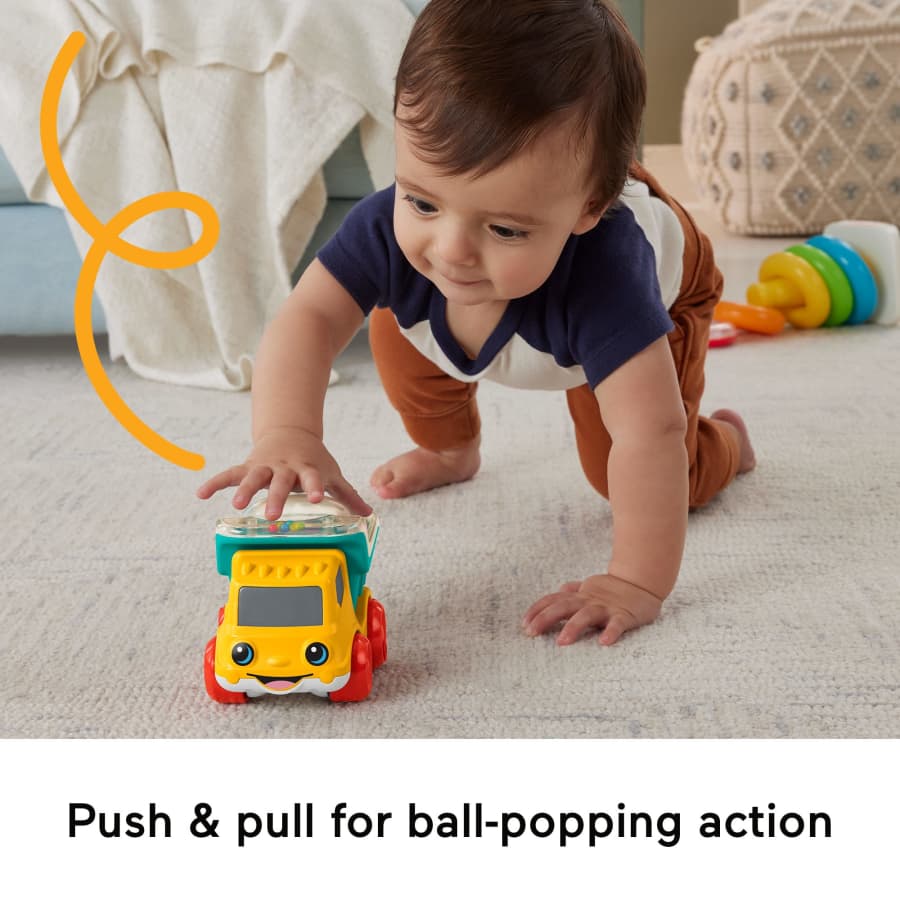 Fisher Price Poppity Pop Dump Truck Push-Along Toy Ball Popper Vehicle For Infants