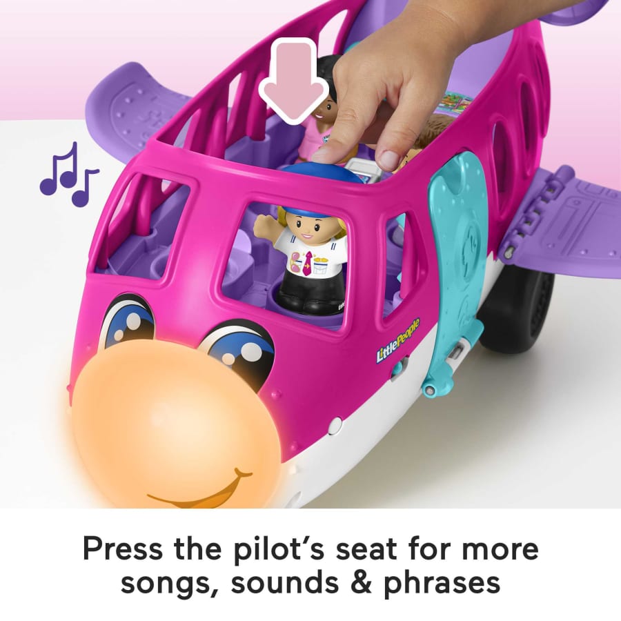 Fisher Price Little People Barbie Toy Airplane With Lights Music And 3 Figures