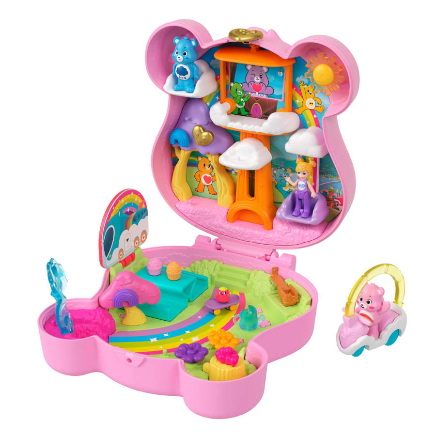 Mattel Polly Pocket X Care Bears Dolls & Playset With Toy Car And Themed Accessories, Compact Travel Toy