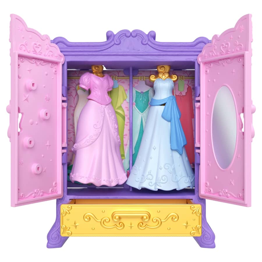 Mattel Disney Princess Royal Wardrobe Set With Ariel & Tiana Small Dolls