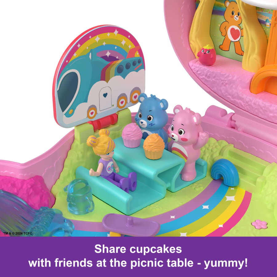 Mattel Polly Pocket X Care Bears Dolls & Playset With Toy Car And Themed Accessories, Compact Travel Toy