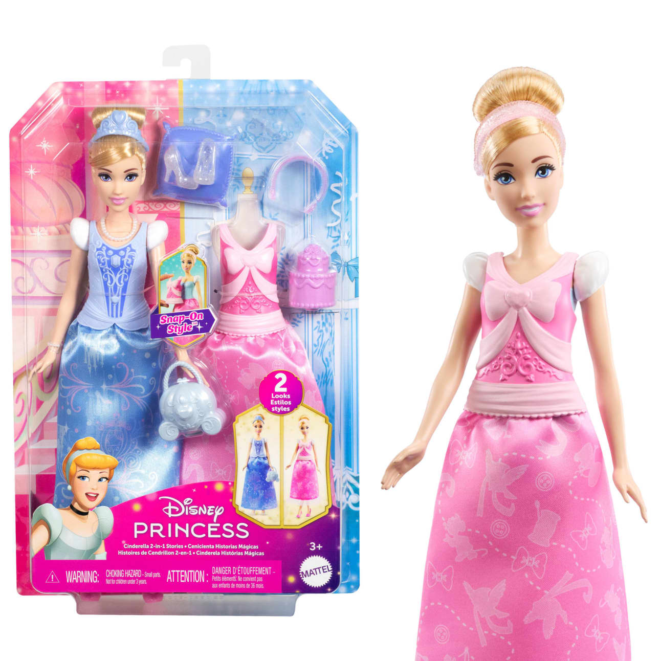 Mattel Disney Princess 2-In-1 Stories Cinderella Fashion Doll