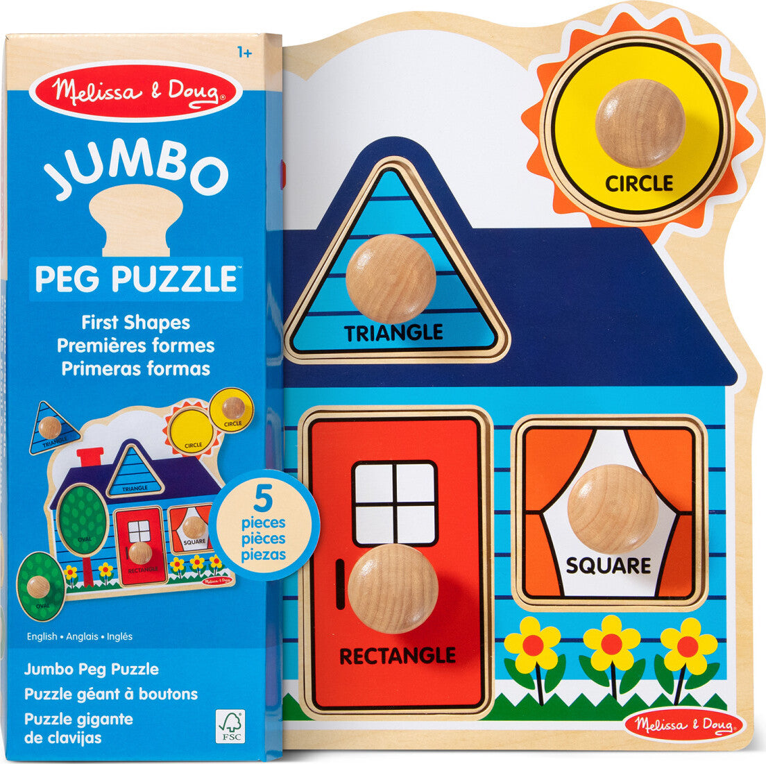 First Shapes Jumbo Knob Wooden Puzzle - 5 Pieces