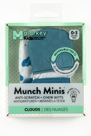 Munch Minis - Teething & Anti-Scratch Mitts - Clouds | Malarkey Kids | MINI03C