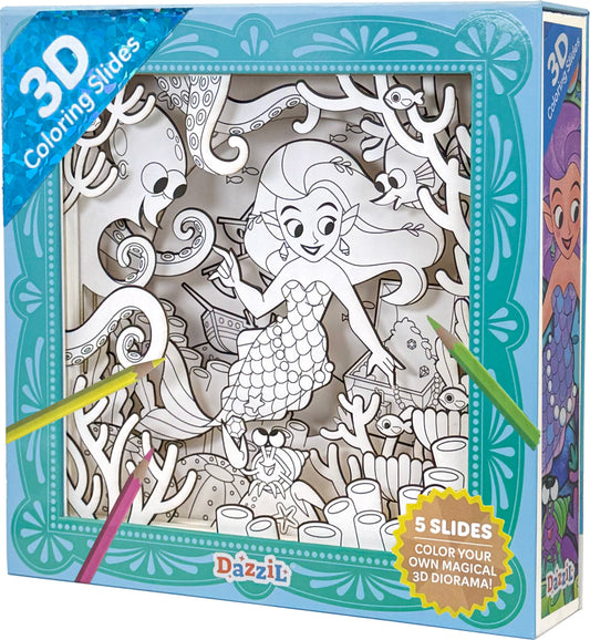 3D Coloring Slides - Mermaid